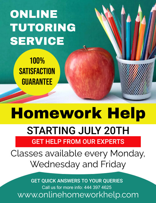 Aqua Professional Homework Help Flyer (us Let Template | PosterMyWall