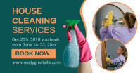 Aqua Professional House Cleaning Services Poster Template Facebook Shared Image