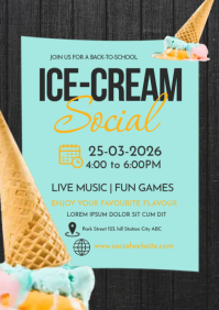 Бирюзовый ice cream social event A5 Template
