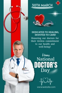 Aqua Professional National Doctor's Day Poster โปสเตอร์ template