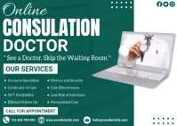 Aqua Professional Online Consulation Doctor Postcard Carte postale template
