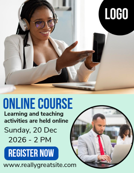 Aqua Professional Online Course Flyer (us Letter) Template | PosterMyWall