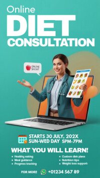Aqua Professional Online Diet Consultation Instagram Story template