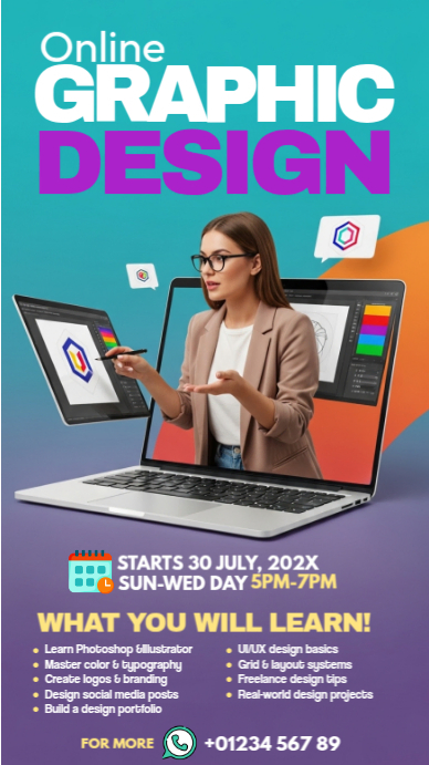 Copy of Aqua Professional Online Graphic Design Course Ad Instagram ...
