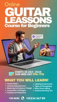 Aqua Professional Online Guitar Lessons Ad Instagram Story template