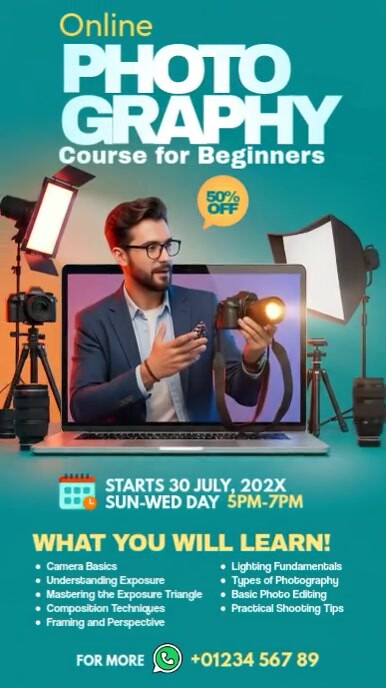 Aqua Professional Online Photography Course Ad Instagram Story Instagram-verhaal template
