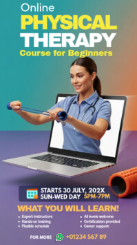 Aqua Professional Online Physical Therapy Class Instagram Story template