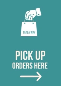 Aqua Professional Pick Up Orders Here Sign – Takeaway Collection Point Direction A4 template