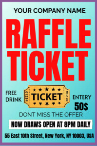 Aqua Professional Raffle Ticket  Poster template