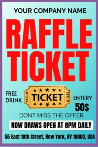 Aqua Professional Raffle Ticket  Poster template