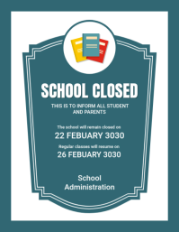 Turquoise School Closure Announcement 传单(美国信函) Template