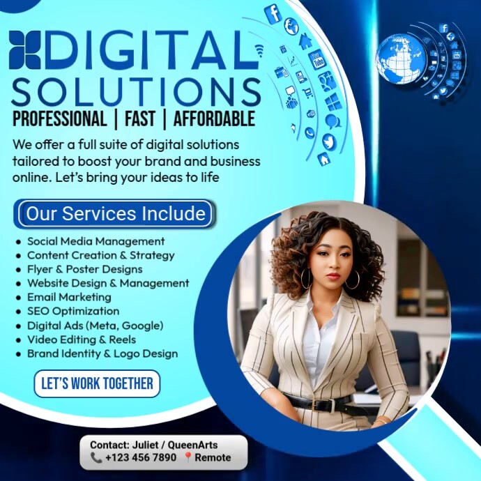 Aqua Professional Social Media Manager Flyer Square (1:1) template