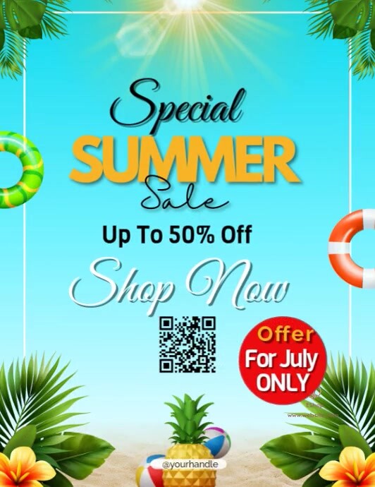 Aqua Professional Special Summer Sale Flyer This July Offer Flyer (us Letter) template