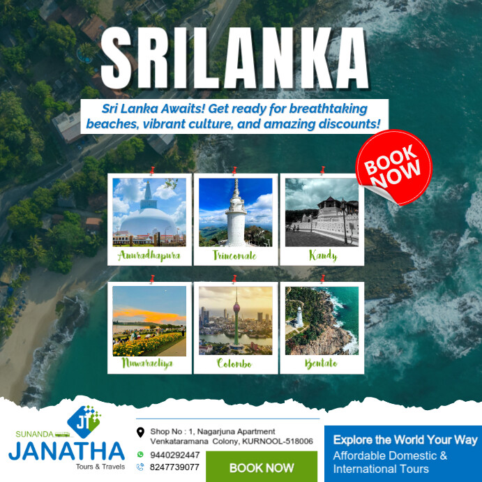 Aqua Professional Srilanka Travel Instagram Post template