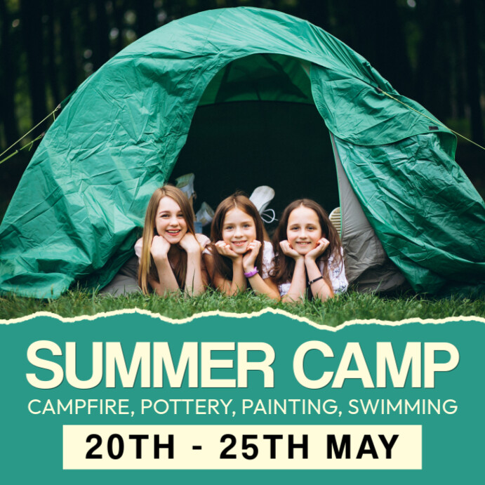 Aqua Professional Summer Camp Instagram Post Instagram-bericht template