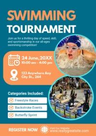 Aqua Professional  Swimming Tournament Event Flyer Template A2