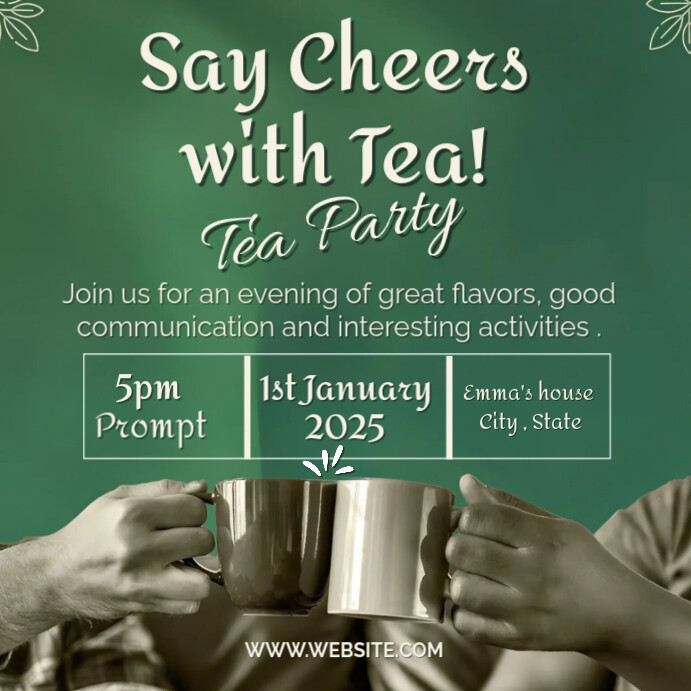 Aqua Professional Tea Party Instagram Post Template | PosterMyWall