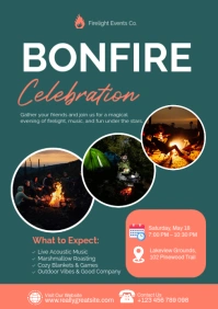 Aqua Professional Youth Campfire Night Event Poster Template A4