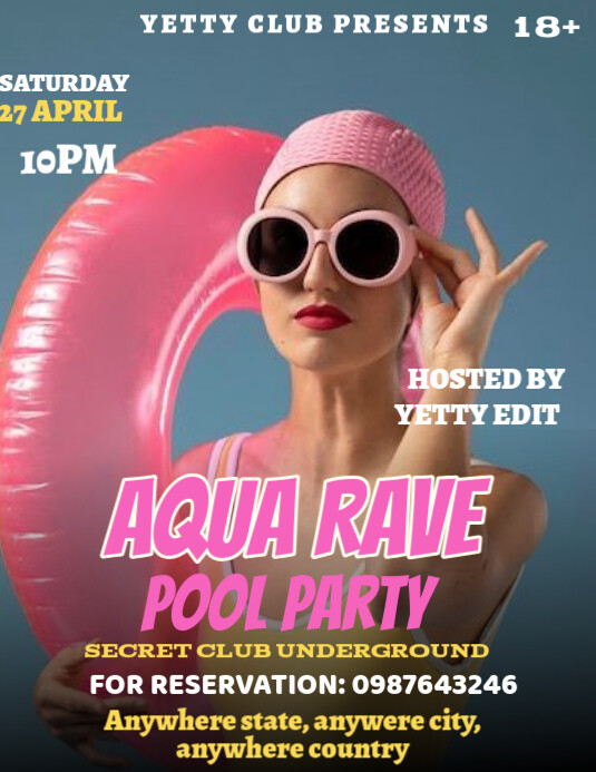 Aqua rave pool party Template | PosterMyWall