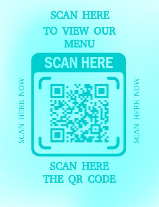 Scan Here Example Aqua Scan Here Qr Code Poster Flyer (us Letter) Template | PosterMyWall