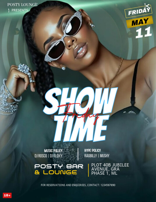Aqua Show Time Friday Party Flyer (us Letter) template
