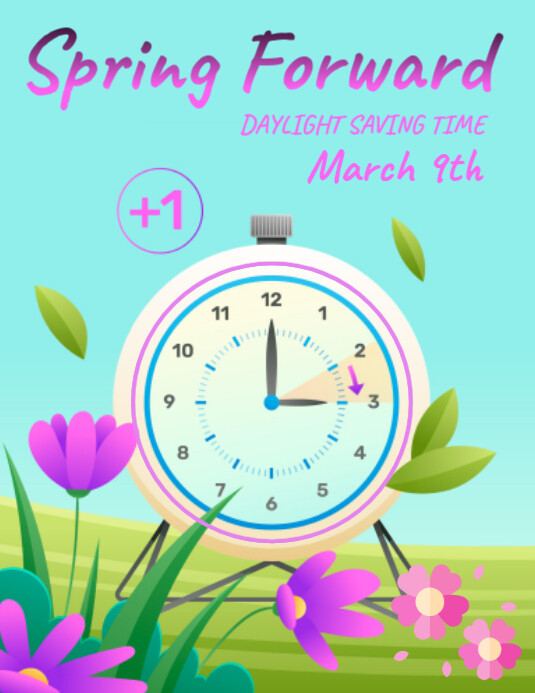 Aqua  Spring Forward , Daylight Saving Time Flyer (us Letter) template