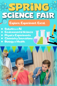 Aqua Spring Science Fair Poster Affiche template