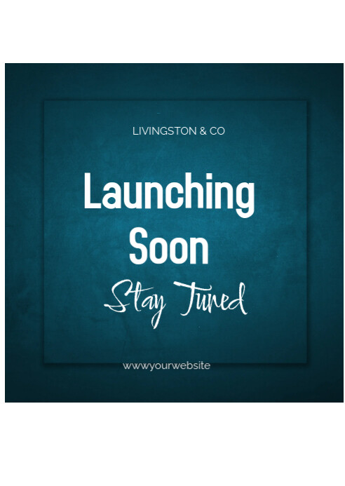 Aqua Typographic Blue And White Simple Launching Soon Post A6 Templat ...