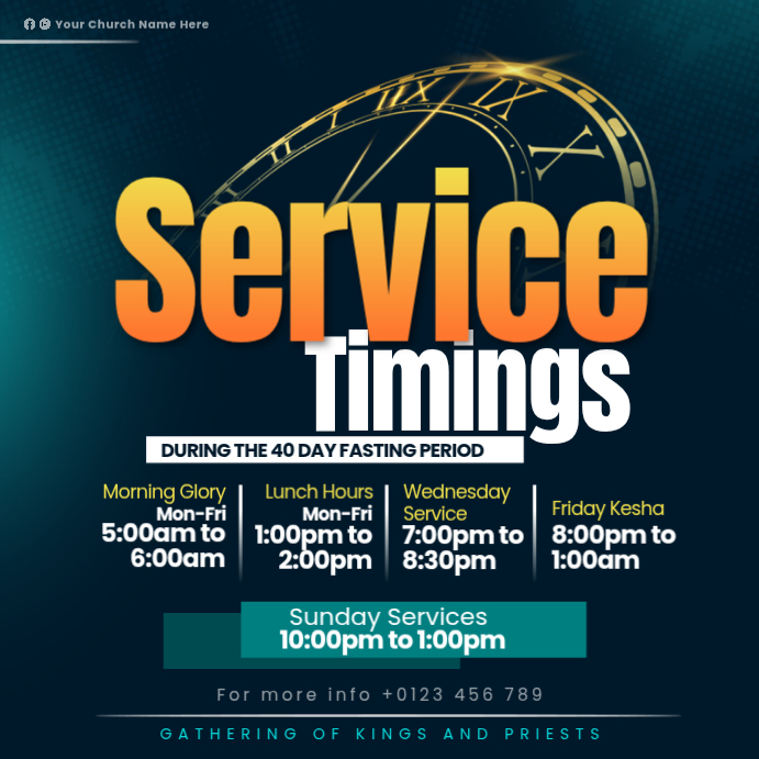 Aqua Typographic Church Service Timings Schedule Instagram Post ...