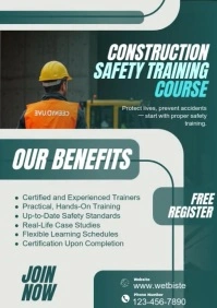 Aqua Typographic Construction Safety Training Flyer A4 template
