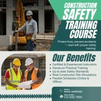 Aqua Typographic Construction Safety Training Flyer Instagram Post template