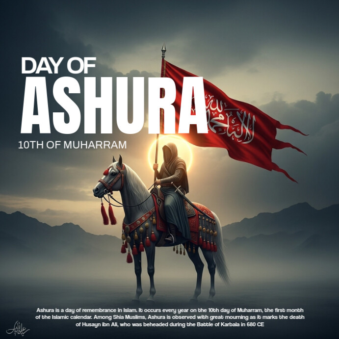 Aqua Typographic Day Of Ashura Instagram Post template