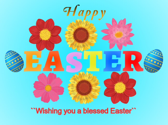 Aqua Typographic Easter , Happy Easter Yard Sign Znak podwórkowy template