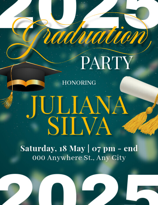 Aqua Typographic Graduation Party Invitation Flyer Template | PosterMyWall