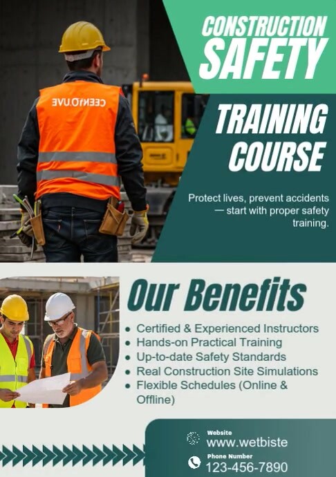 Aqua Typographic Industrial Training Program A4 template