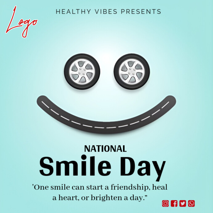 Copy of Aqua Typographic National Smile Day Instagram Post | PosterMyWall