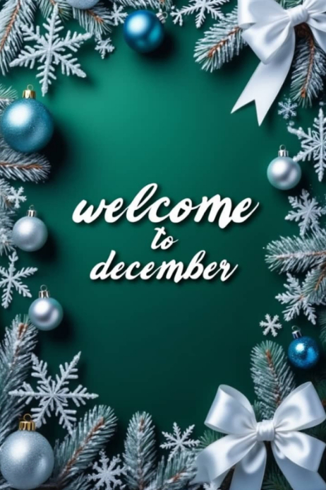 Aqua Typographic Welcome To December Christmas Border Poster Template ...