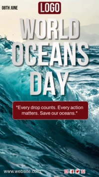 Aqua Typographic World Oceans Day Instagram Story Instagram-Story template