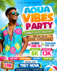 Aqua Vibes Summer Youth Party Instagram Portrait template