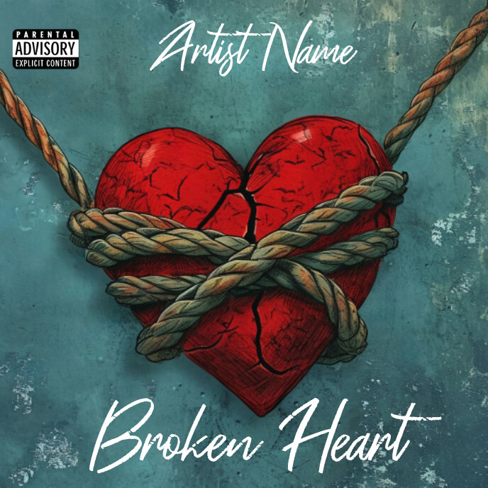 Aqua Vintage Broken Heart  Album Cover template