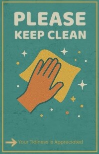 Aqua Vintage Retro "please Keep Clean" Sign Tabloid Poniekoerant template