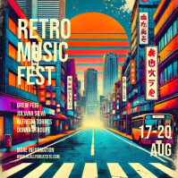 Aqua Vintage Retro Music Instagram Post template