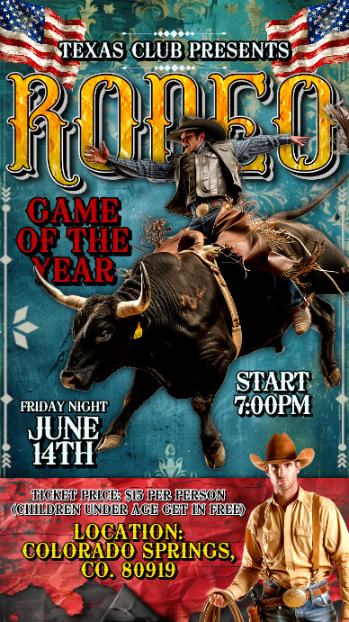 Aqua Vintage Rodeo Digital Display (9:16) template