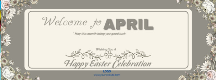 Aqua Vintage Welcome To April Facebook Cover Photo Templat | PosterMyWall