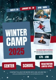 Aqua Winter Camp Flyer A4 template