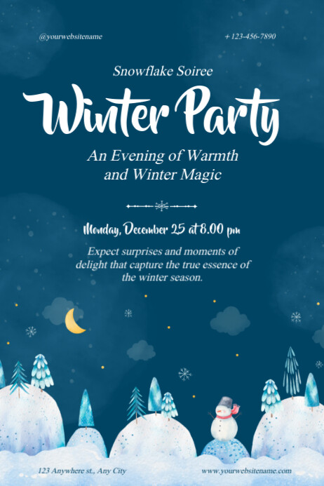 Aqua Winter Party Poster Template | PosterMyWall