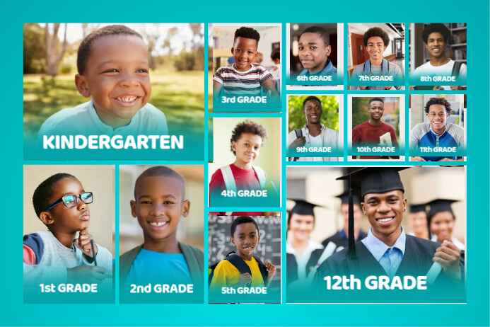 Aqua Years till Graduation Collage Cartaz template