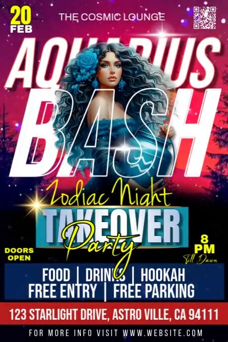 Aquarius ♒ Birthday Bash Poster template
