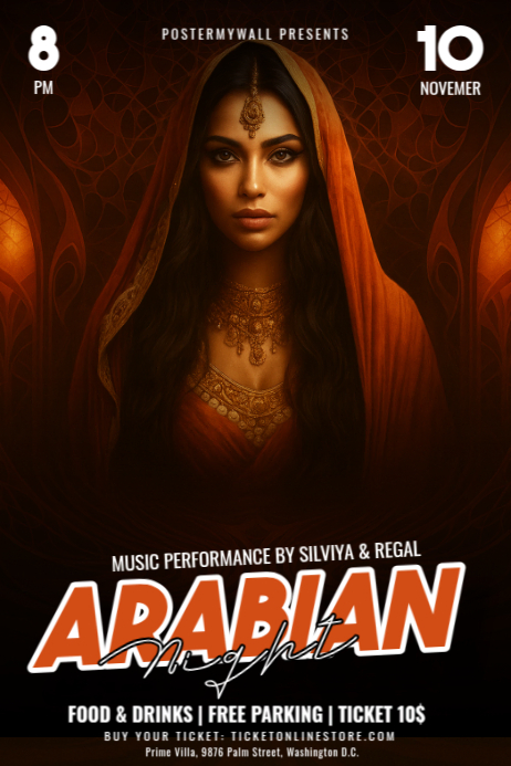 Arabian Night Performance Poster Template | PosterMyWall
