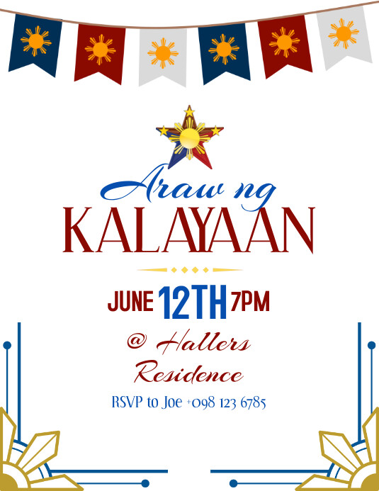Araw ng Kalayaan Invitation Iflaya (Incwadi ye-US) template